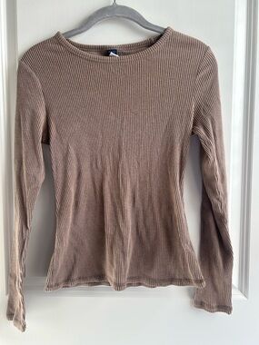 Old Navy Ribbed Crewneck Long-Sleeve Top - Taupe